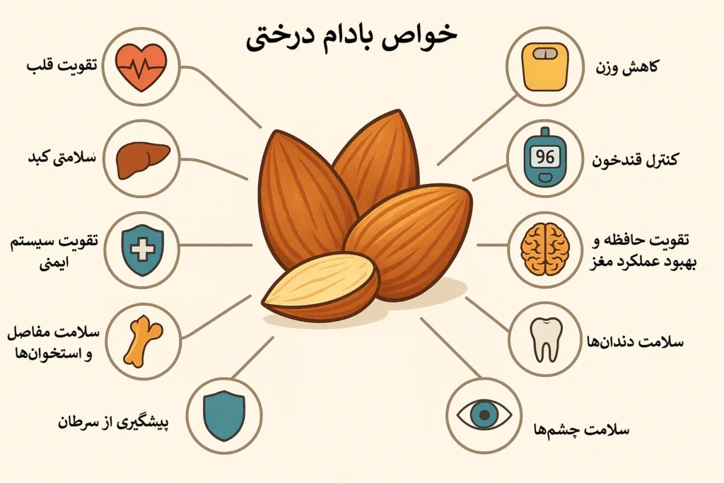 اینفوگرافیک خواص بادام درختی