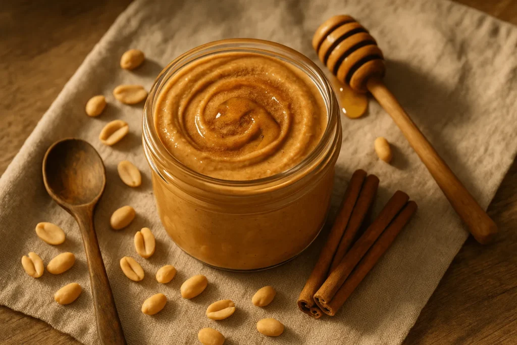 کره بادام زمینی با طعم دارچین و عسل
