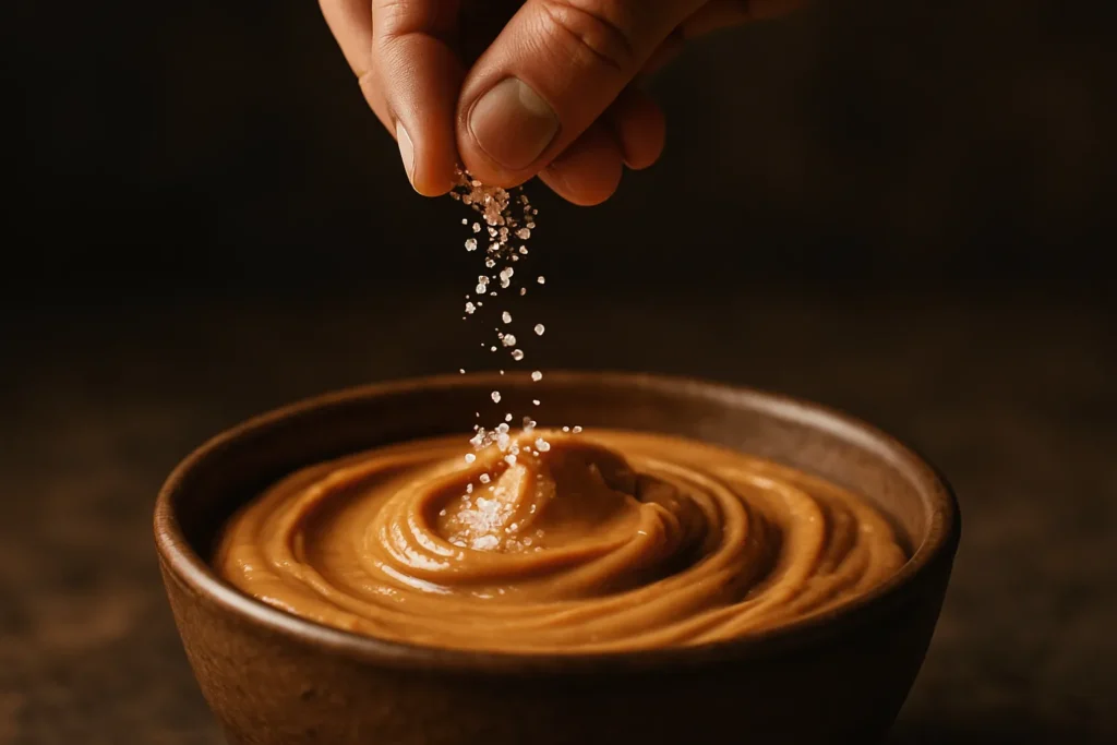 اضافه کردن نمک به کره بادام زمینی