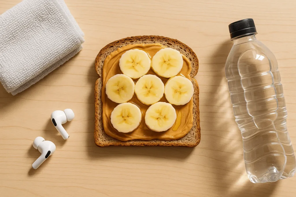 نان سبوسدار، موز و کره بادام زمینی