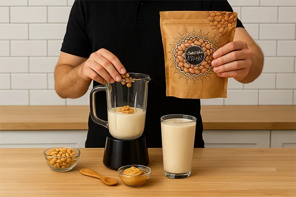 اسموتی شیر و کره بادام زمینی