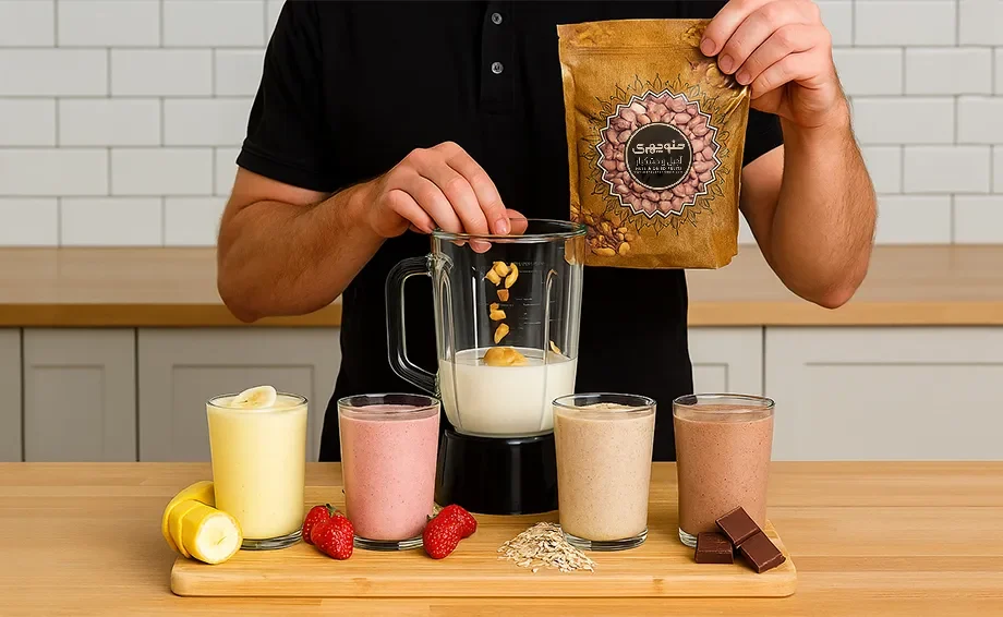 طرز تهیه انواع اسموتی بادام زمینی در منزل