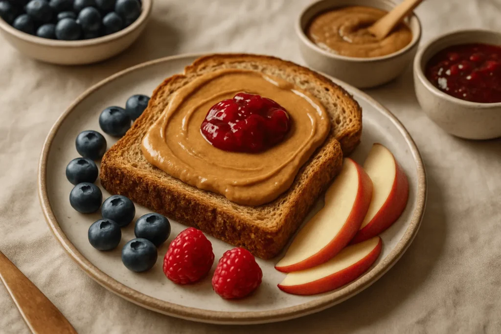 نان تست و کره بادام درختی