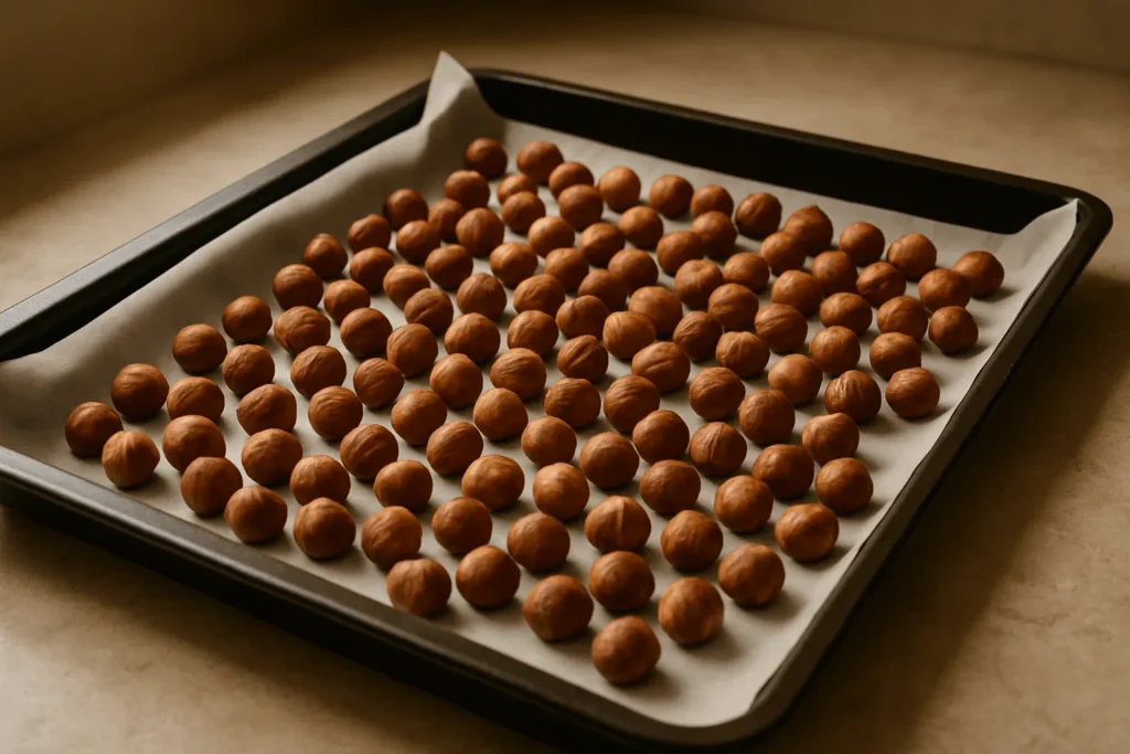 مرحله اول: بودادن فندق‌ها