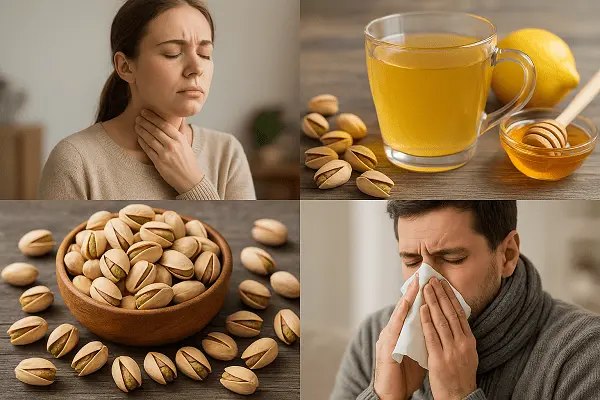 پسته برای سرماخوردگی و گلودرد مفید است.