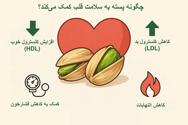 اینفوگرافیک خواص پسته خام برای قلب