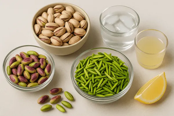 مواد لازم برای طرز تهیه خلال پسته.