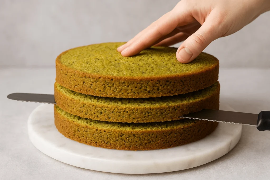 کیک برش زده شده با چاقو.