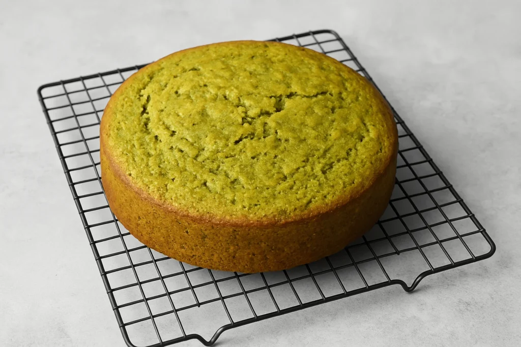 پایه کیک پسته کافی شاپی در حال خنک شدن.