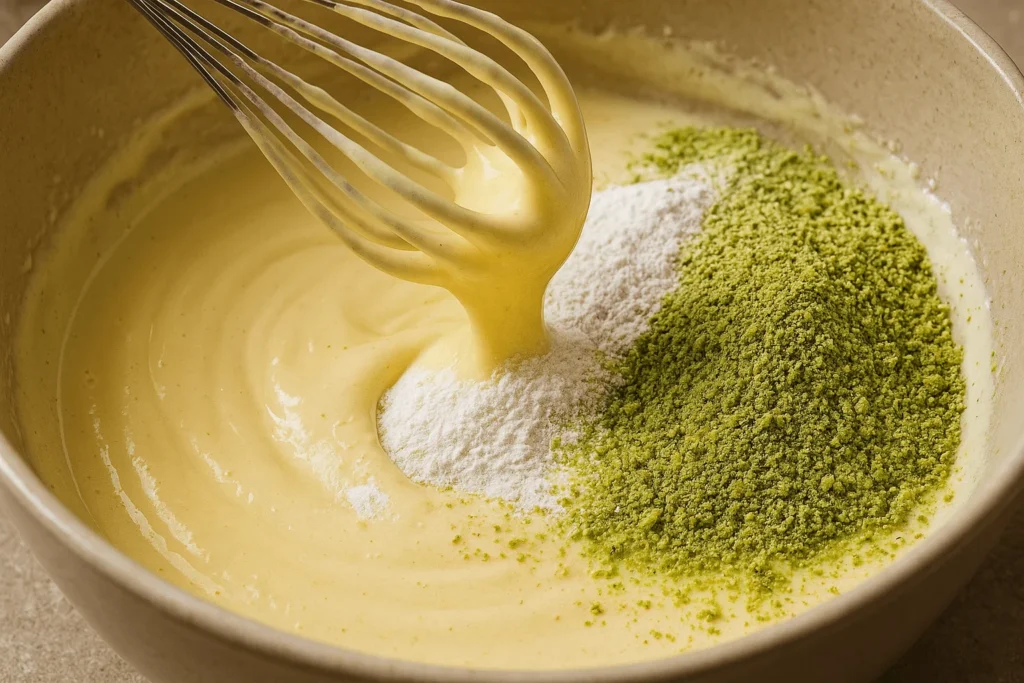 مرحله چهارم: افزودن پسته و ترکیب با آرد