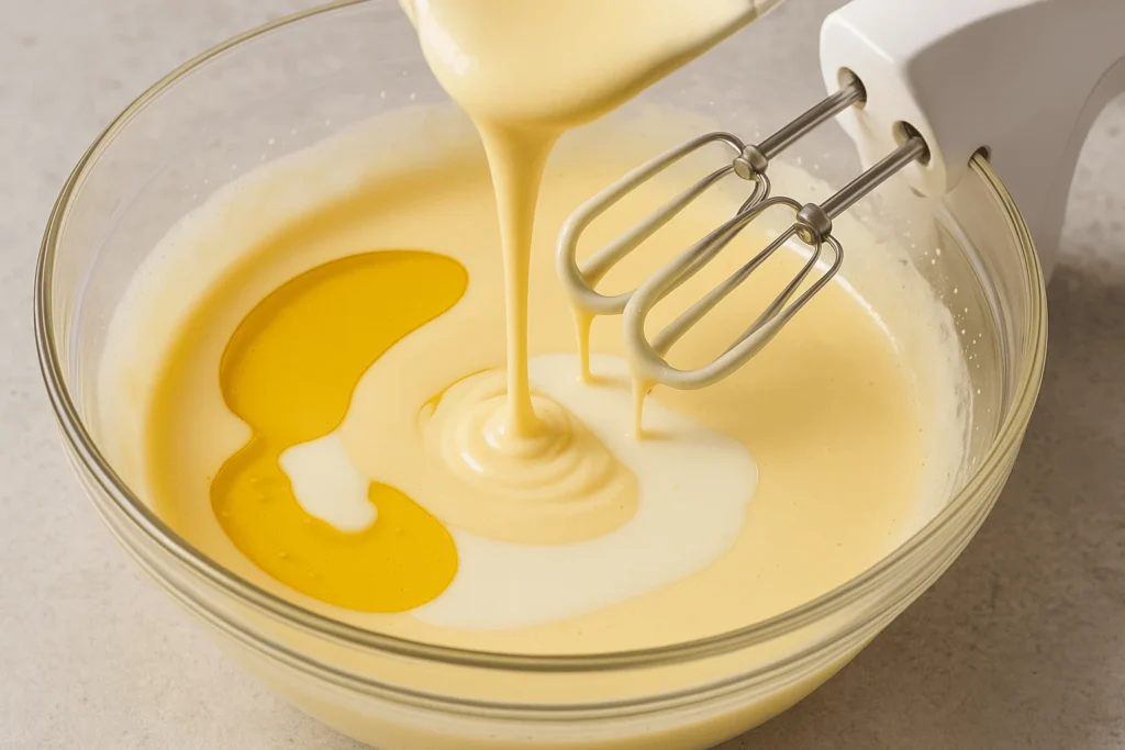 مرحله سوم: اضافه کردن روغن و شیر