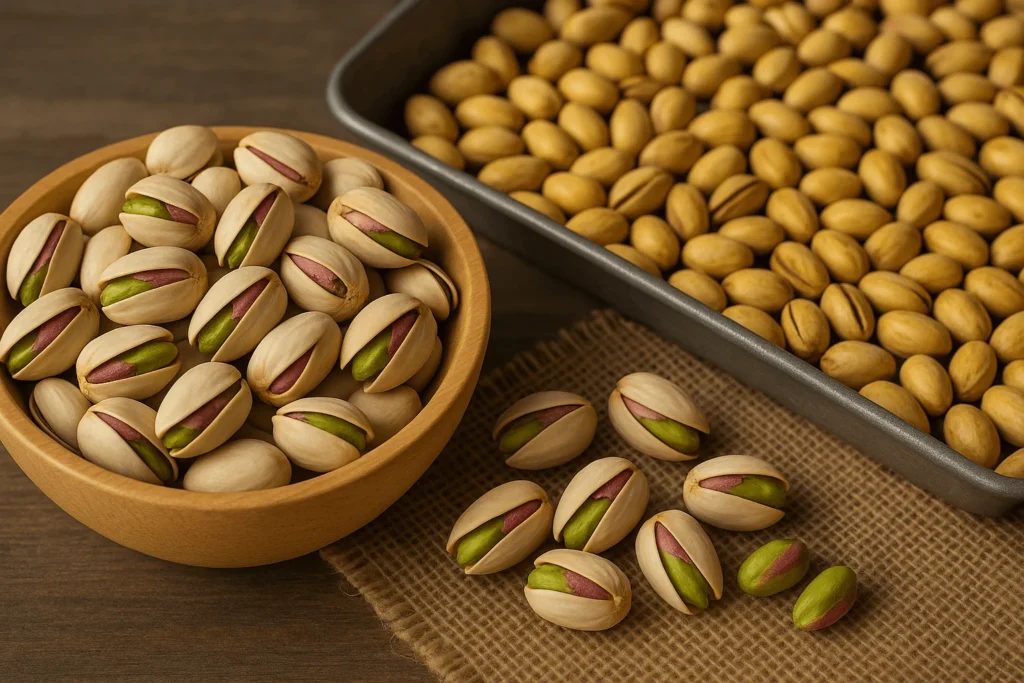 خشک کردن پسته داخل سینی