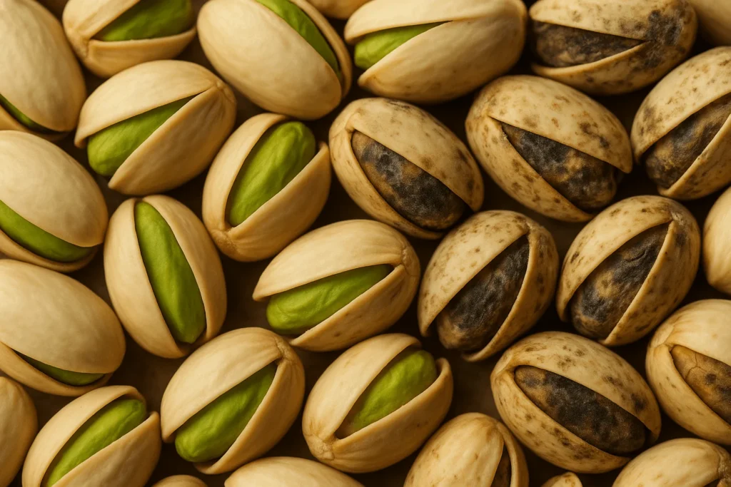 در سمت راست پستهای که بد خشک شده و درسمت پستهای که خوب خشک شده