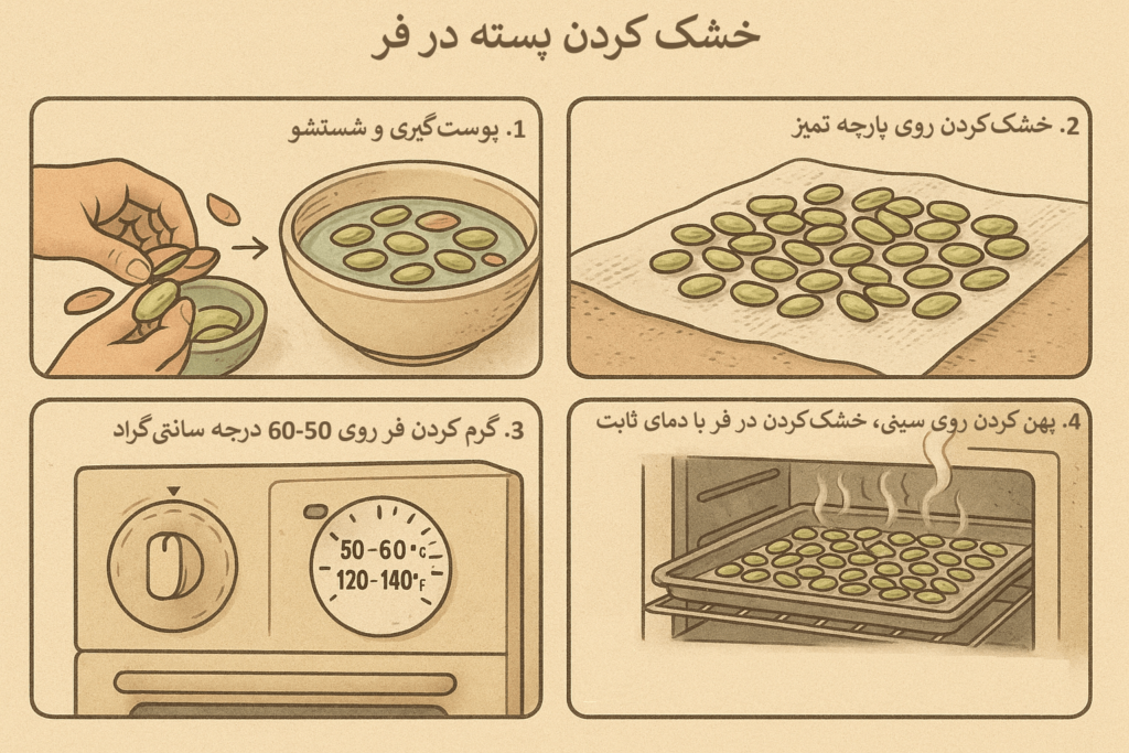 خشک کردن خشک کردن پسته در فر
