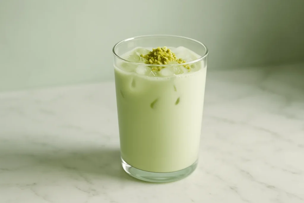 یک لیوان شیر پسته با یخ