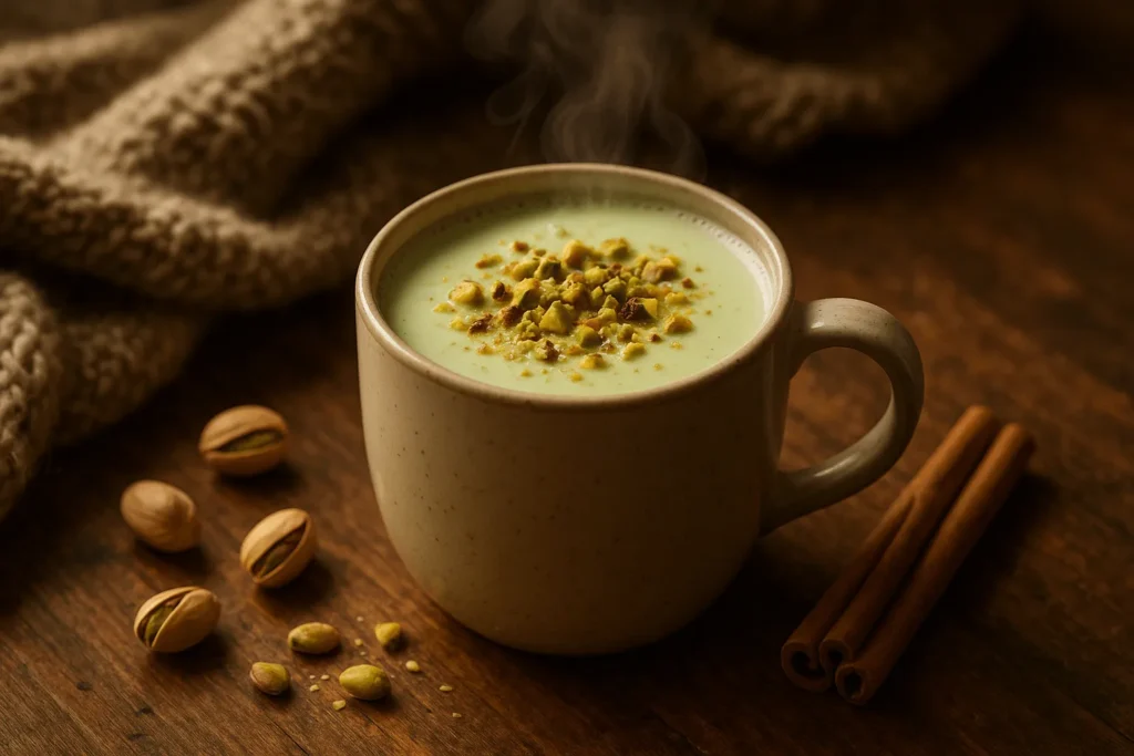 طرز تهیه شیر پسته گرم