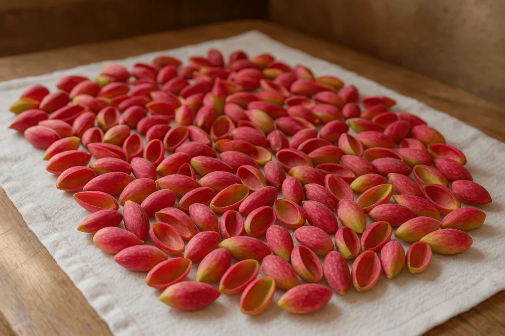 خشک کردن پوست پسته برای ترشی پوست پسته