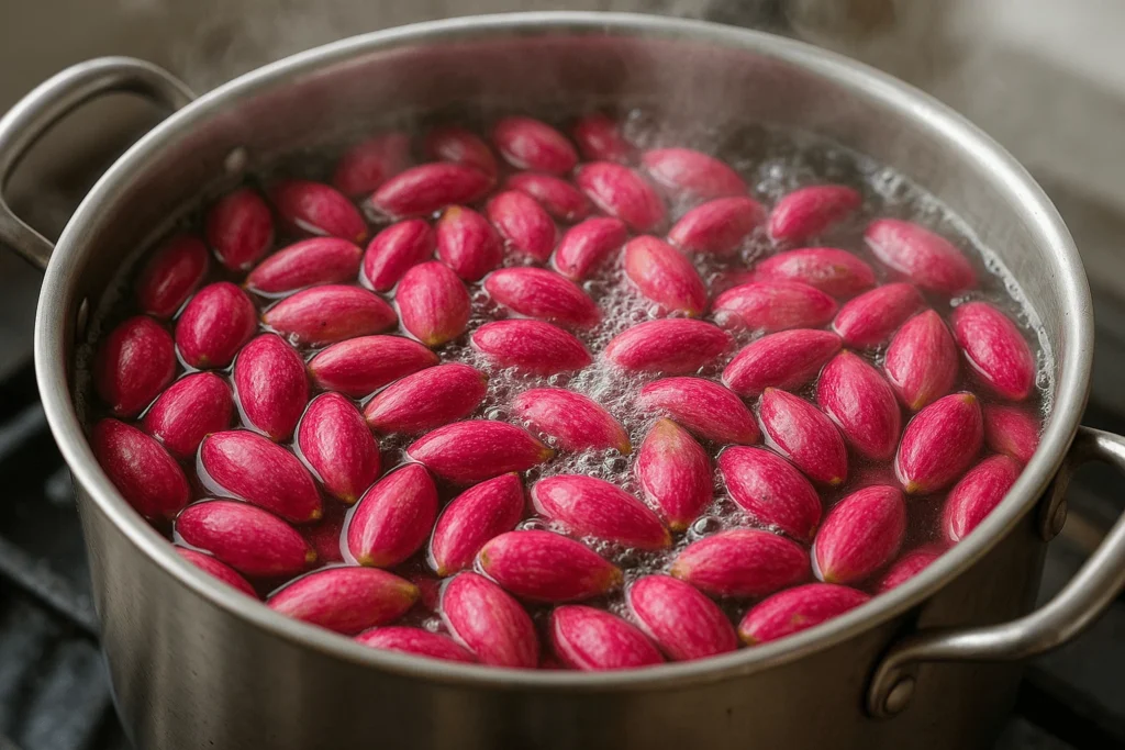 گرفتن تلخی پوست پسته با استفاده از آبجوش