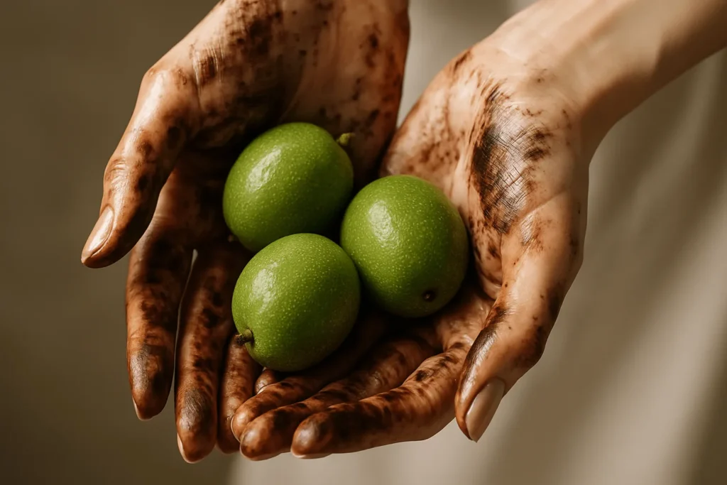 سیاهی گردو برروی دست