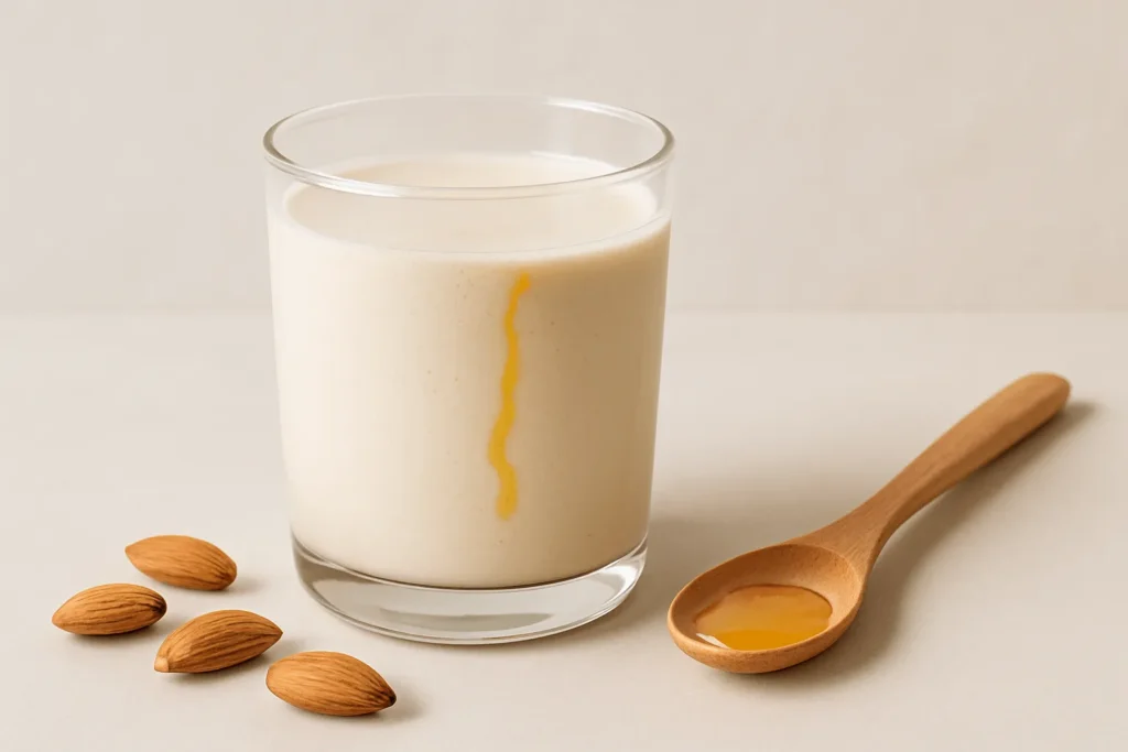 شیر بادام درختی برای چاقی صورت همراه با عسل