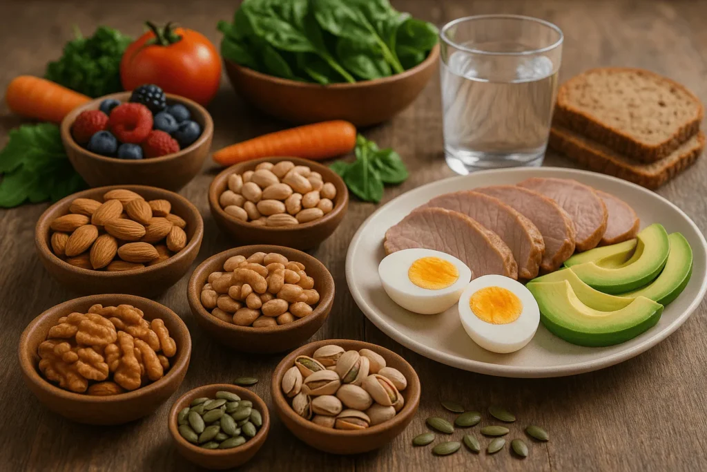 بادام درختی برای چاقی صورت همراه با آجیل، سالمون، کربوهیدرات