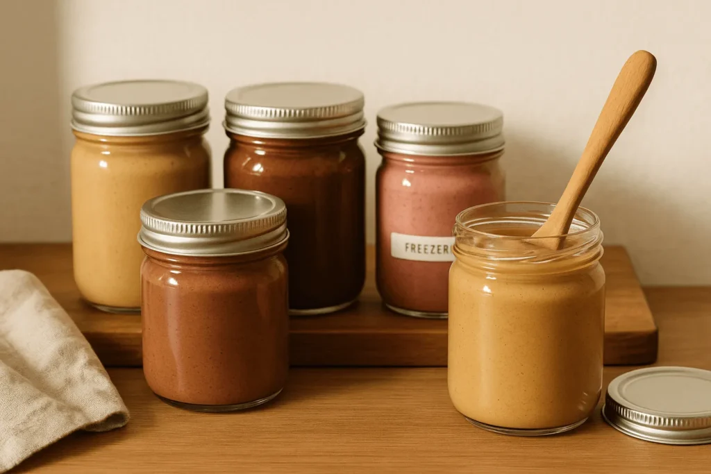 نگهداری کره بادام هندی خانگی داخل شیشه درب دار