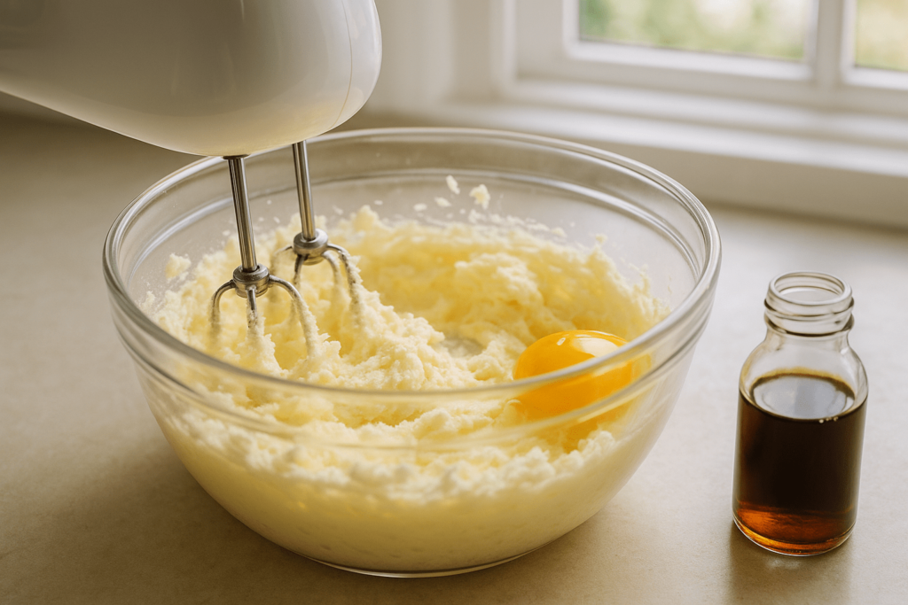 عمزدن تخم مرغ، کره و وانیل