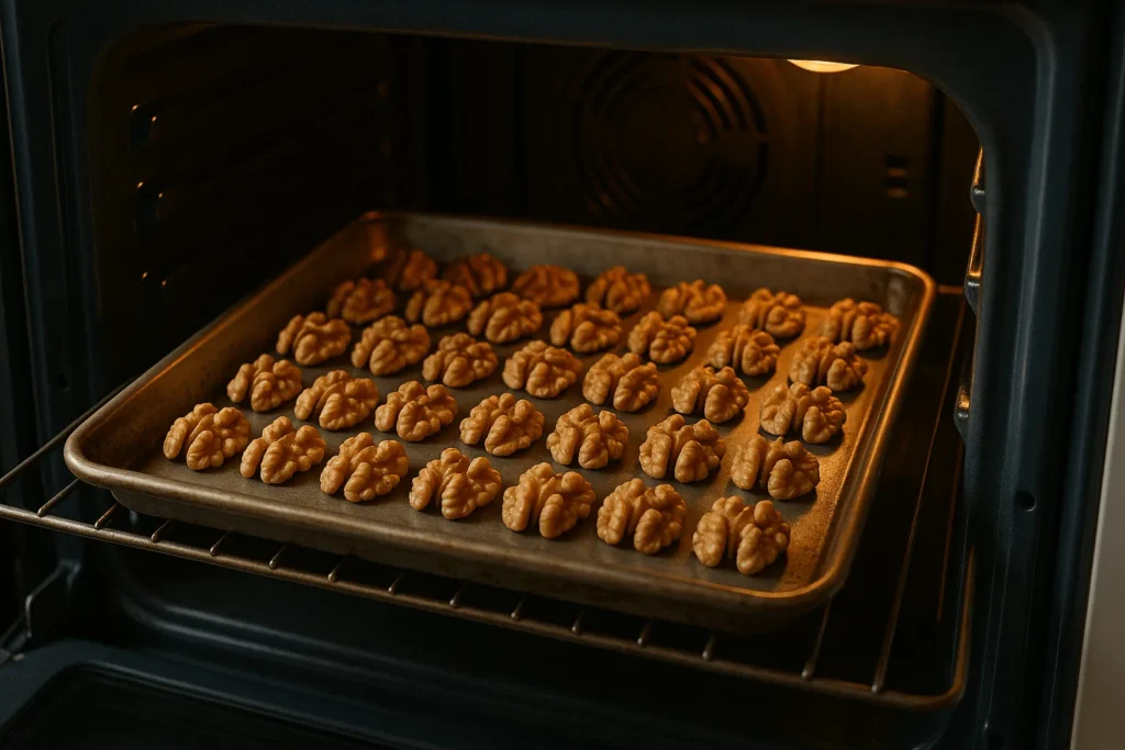 خشک کردن گردو بدون پوست در فر خانگی