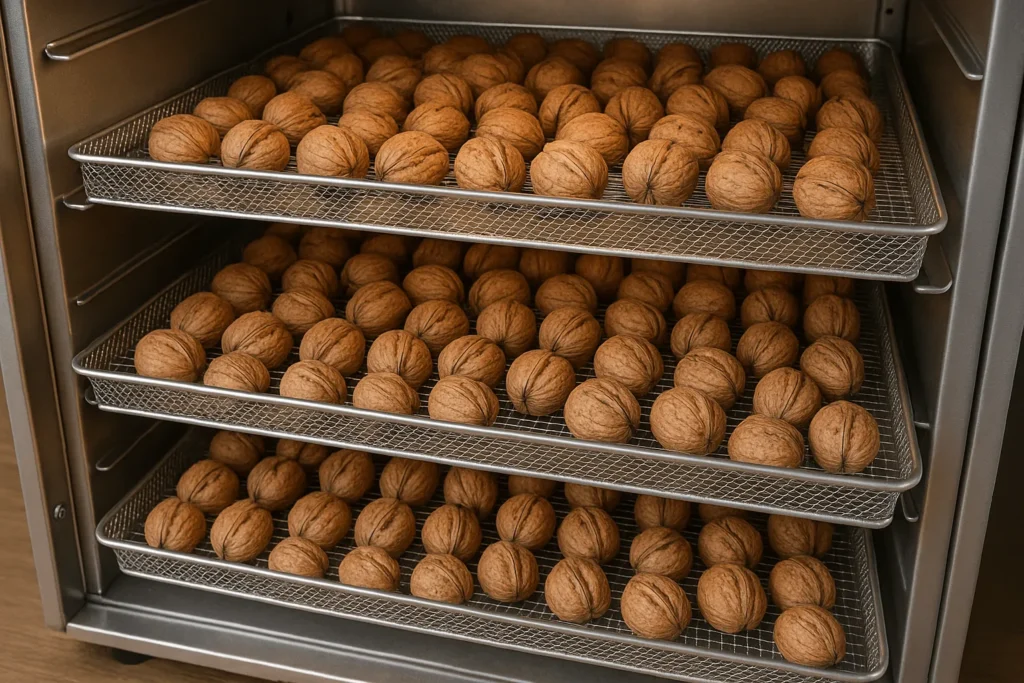 خشک کردن گردو با پوست در دستگاه خشککن خانگی