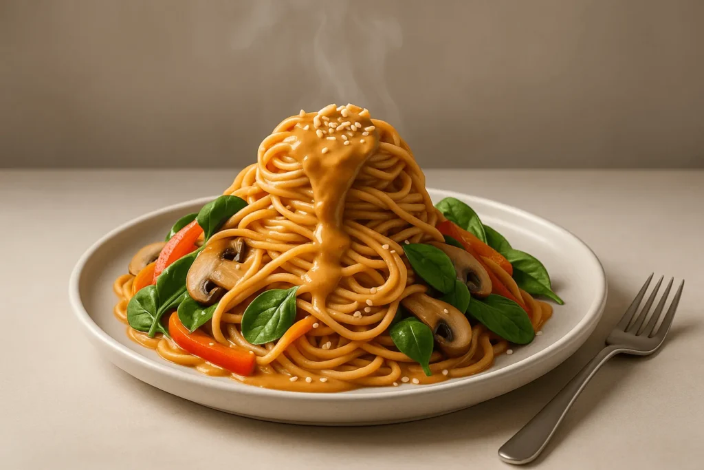 پاستا با سس بادام زمینی