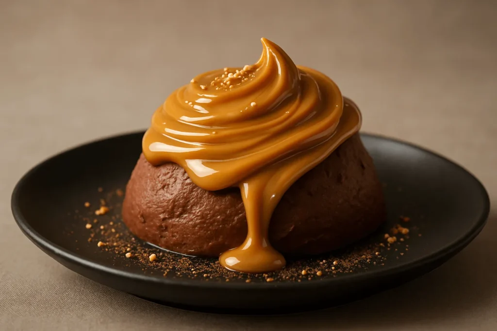 کیک شکلاتی با سس بادام زمینی