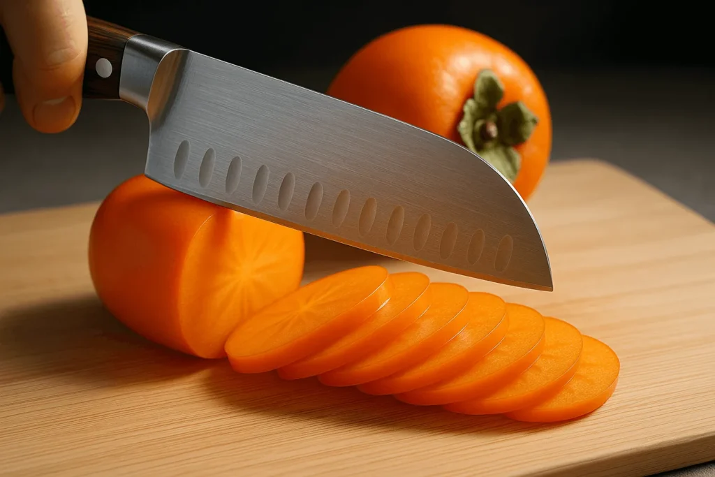 مرحله دوم: برش زدن خرمالوها