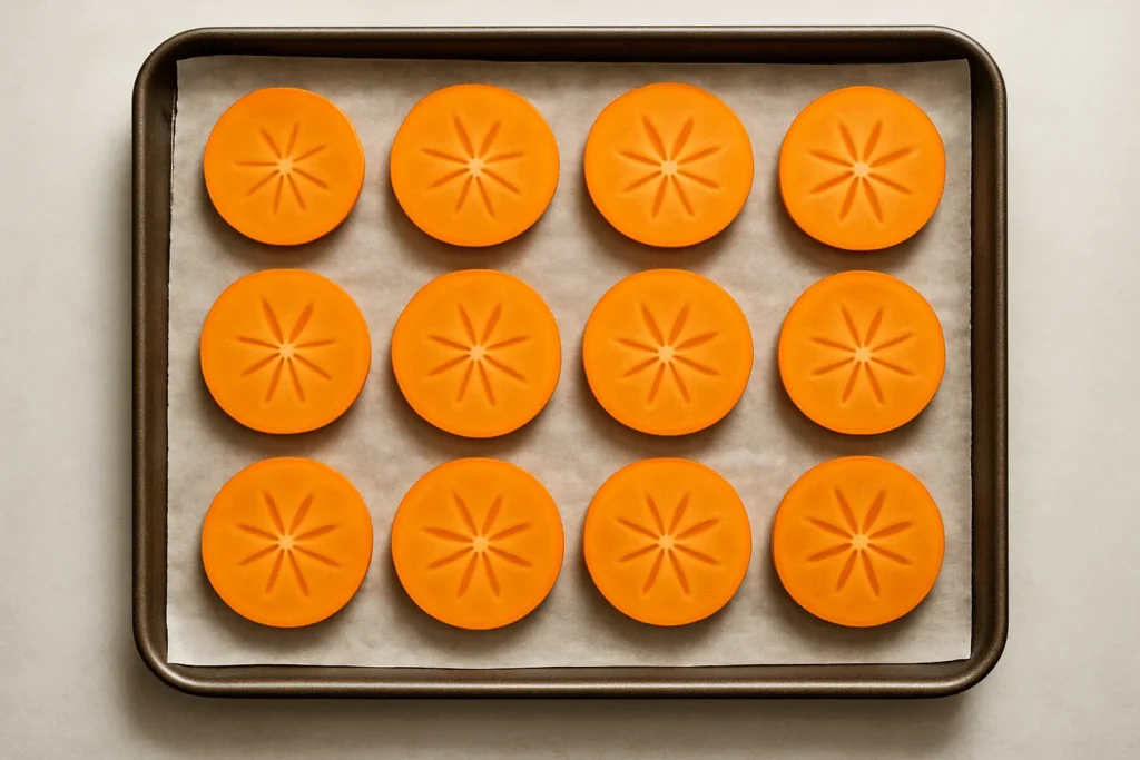 مرحله سوم: چیدن برش‌ها روی سینی فر
