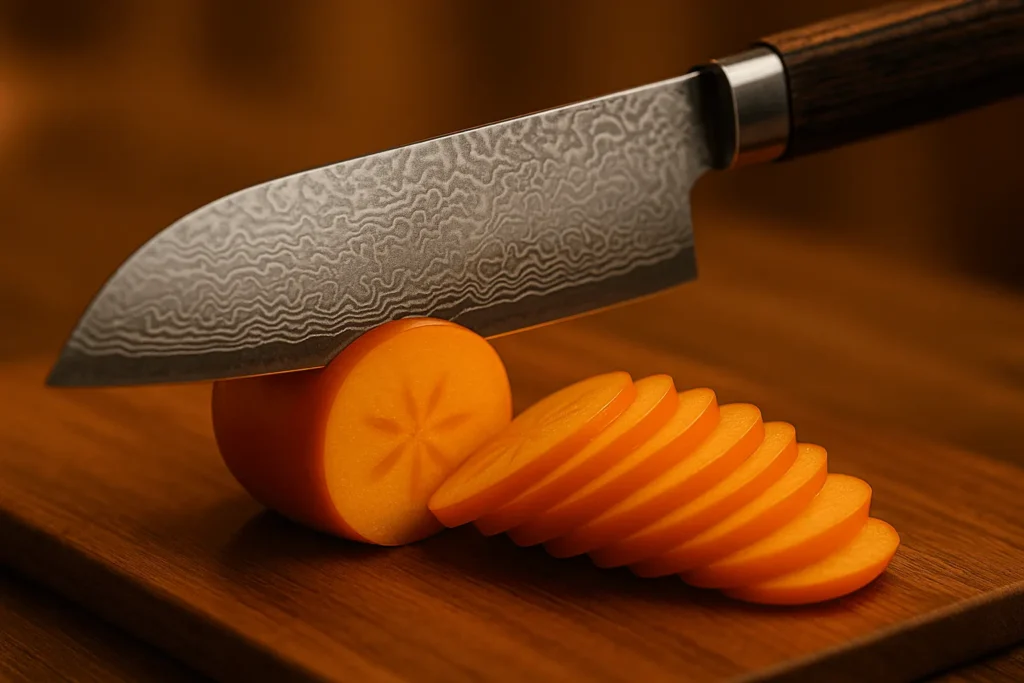 مرحله دوم: برش زدن خرمالوها