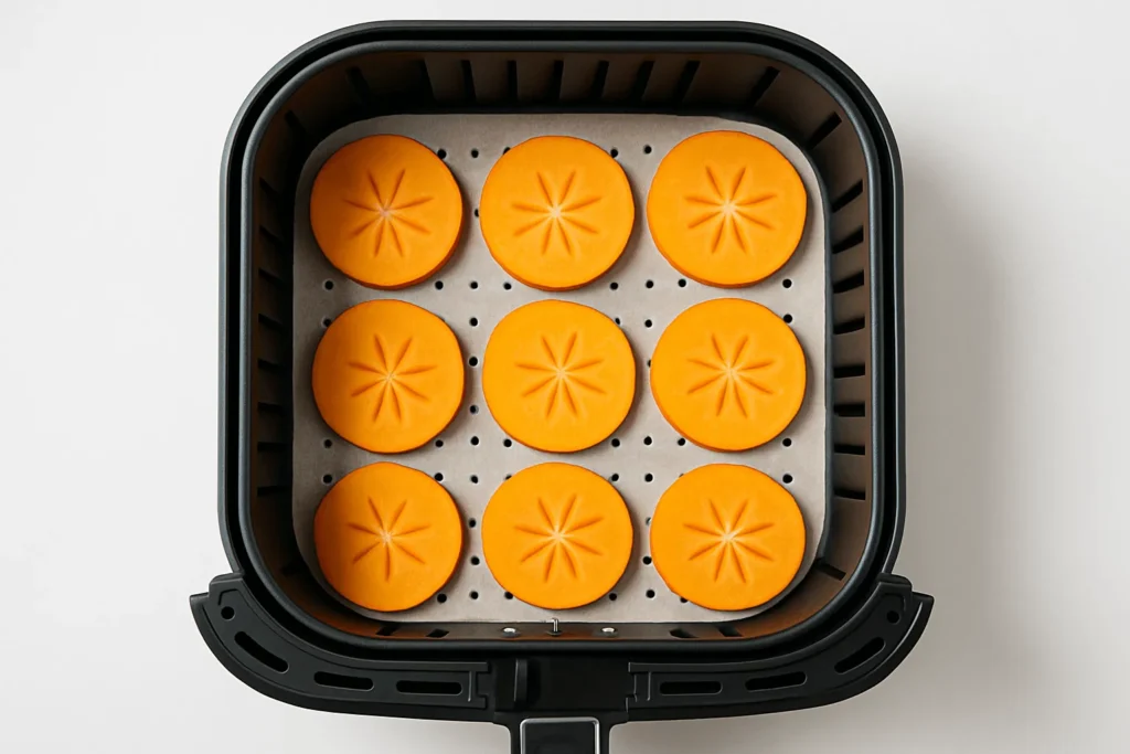 مرحله سوم: چیدن برش‌ها روی سینی ایر فرایر