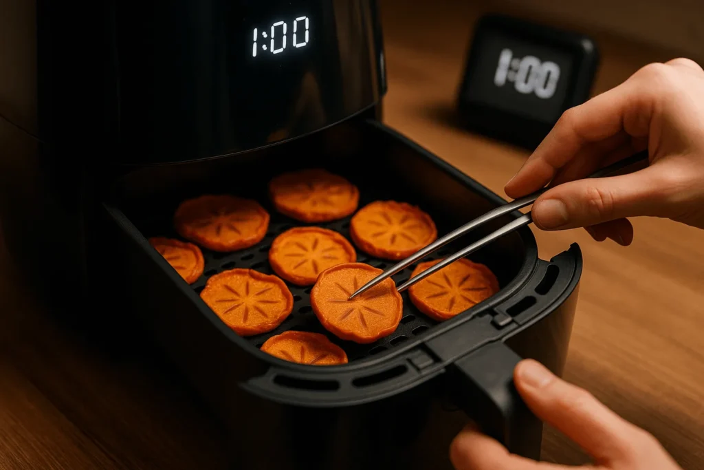 مرحله پنجم: برگرداندن خرمالوها و زمان‌سنجی