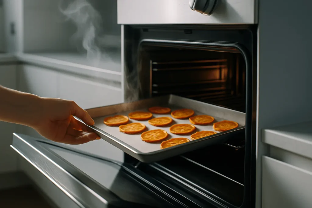 مرحله پنجم: باز گذاشتن درب فر و چرخاندن سینی
