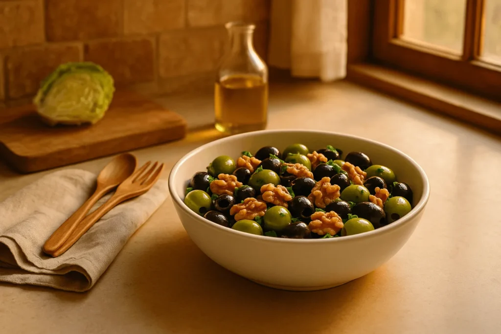 سالاد زیتون و گردو