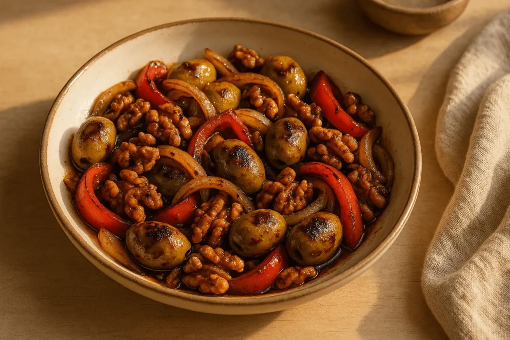 سالاد زیتون و گردو گرم