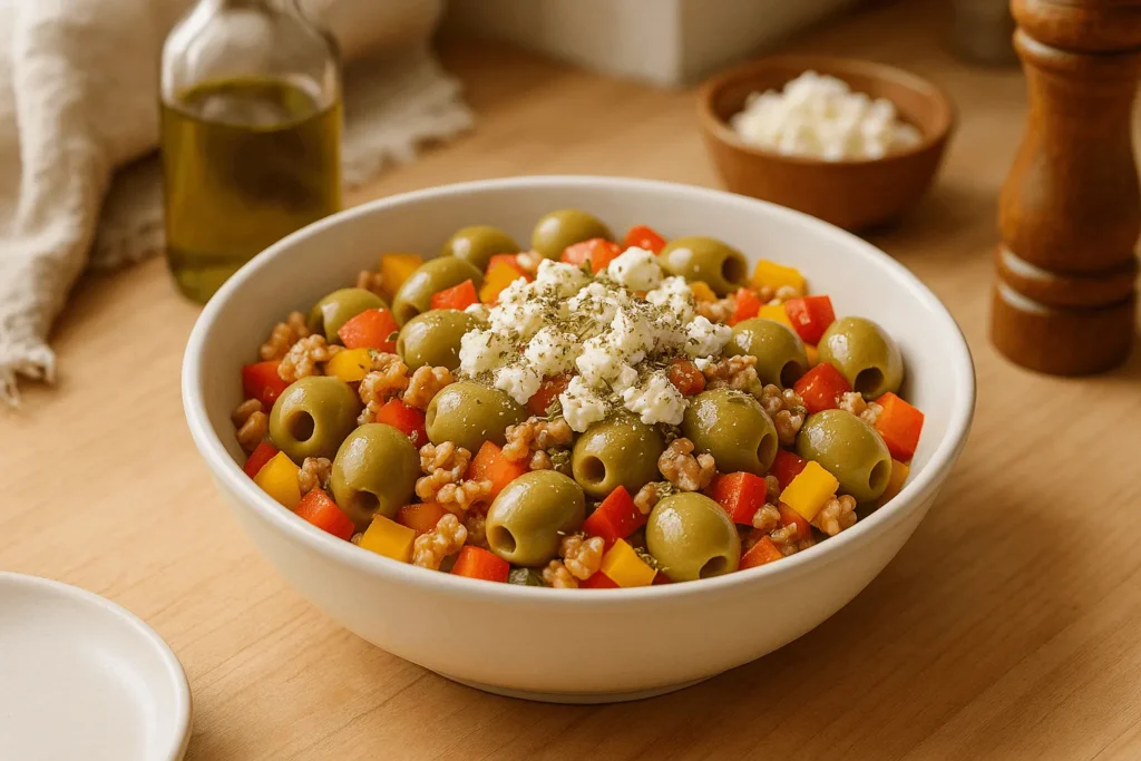 سالاد زیتون و گردو مدیترانهای