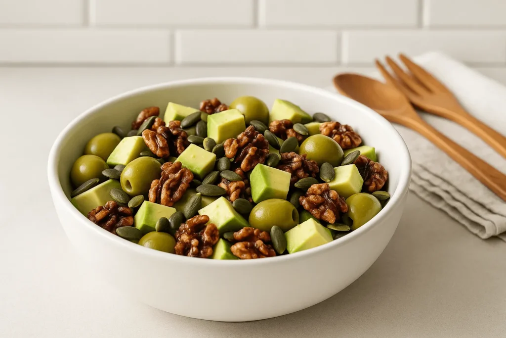 سالاد زیتون و گردو کتویی (Low-Carb)