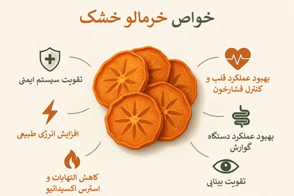 اینفوگرافیک خواص خرمالو خشک برای بدن