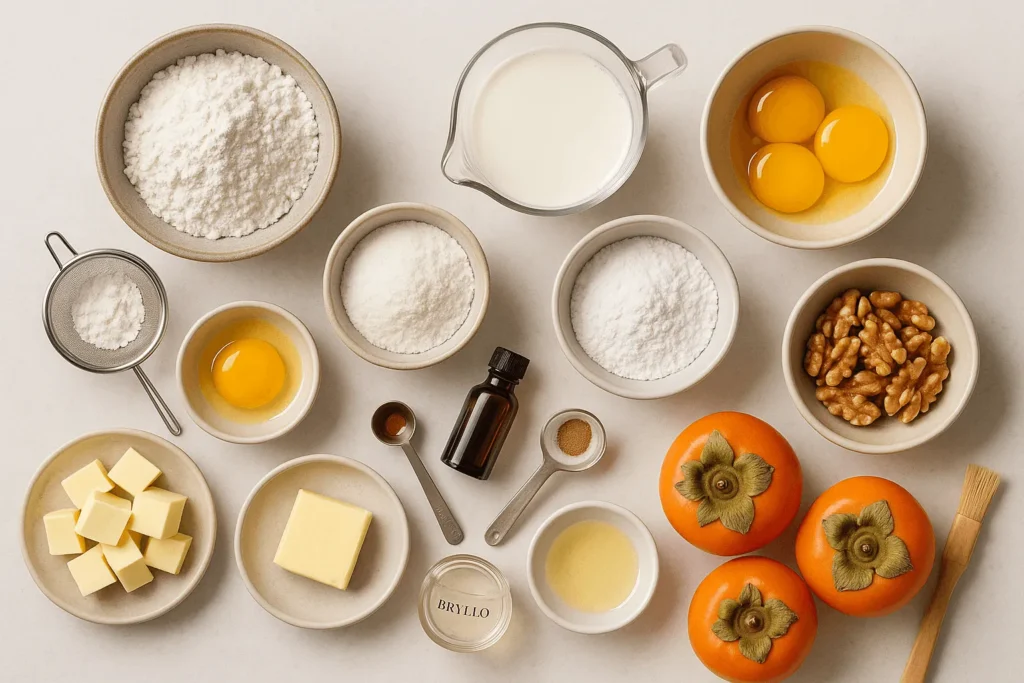 مواد لازم برای تهیه تارت خرمالو