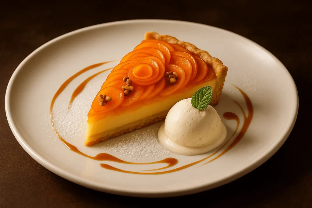 تارت خرمالو با بستنی