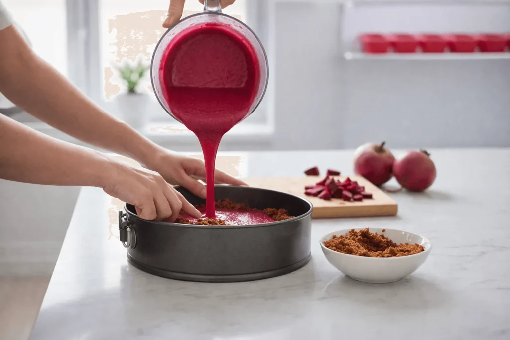 دسر لبو با بیسکویت پتیبور به صورت موس