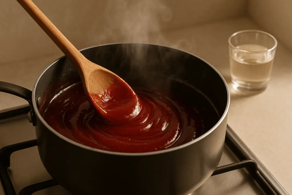 مرحله دوم: هم زدن مداوم و حرارت ملایم 