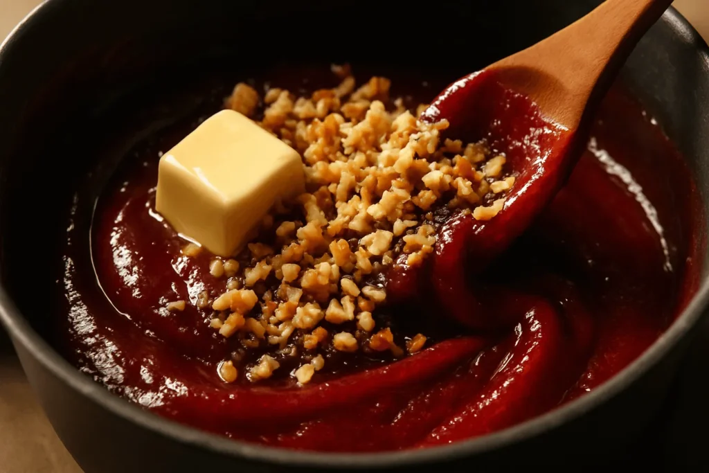 مرحله سوم: اضافه کردن کره و گردو