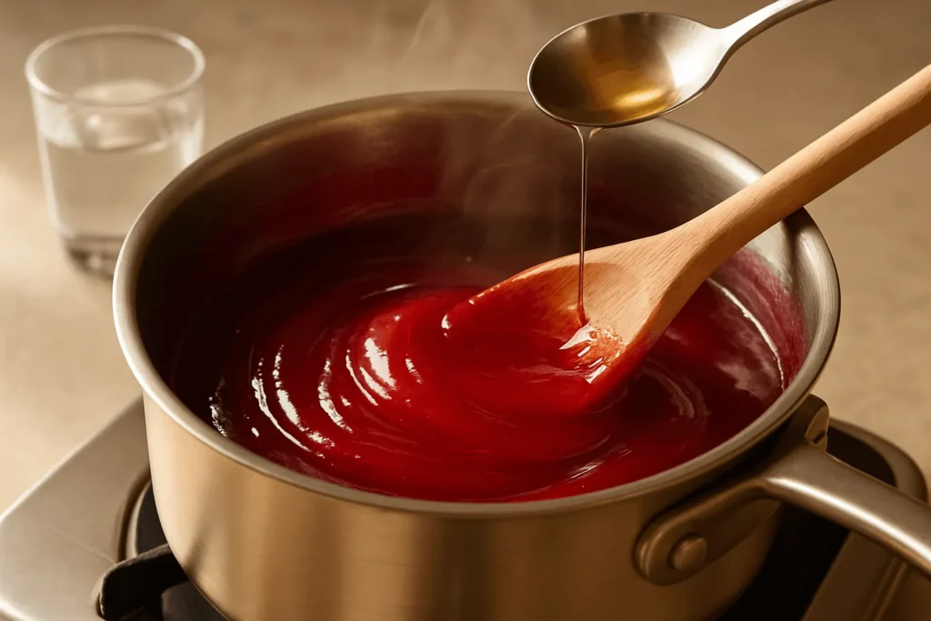 مرحله دوم: حرارت ملایم و هم زدن مداوم