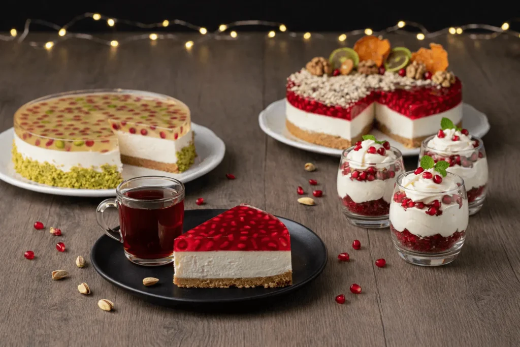 ایدههای خلاقانه برای تزئین و سرو چیز کیک انار