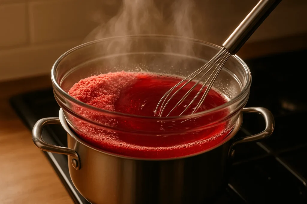 مرحله دوم: حل کردن ژله و ژلاتین